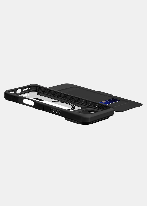 ITSKINS iPhone 17 Pro / 17 Pro Max Hybrid R MagFolio Case (MagSafe Compatible) - Black and Transparent