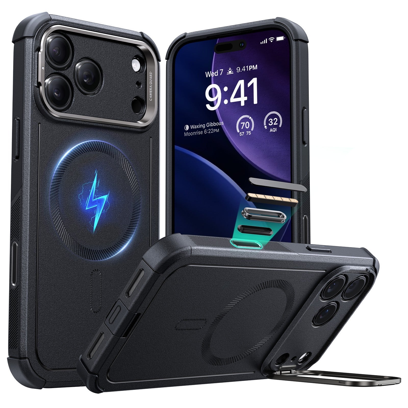 ESR iPhone 17 Series Cyber Tough MagSafe Case with Stash Stand (Camera Control)