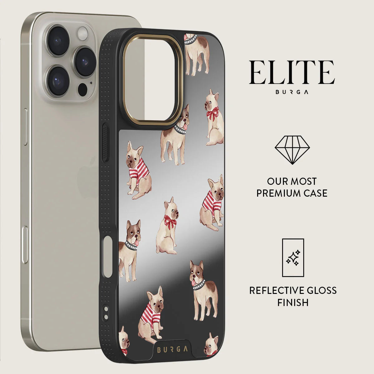 BURGA iPhone 16 Pro Max / 16 Pro Monsieur Elite Mirror Gold Tough MagSafe Case