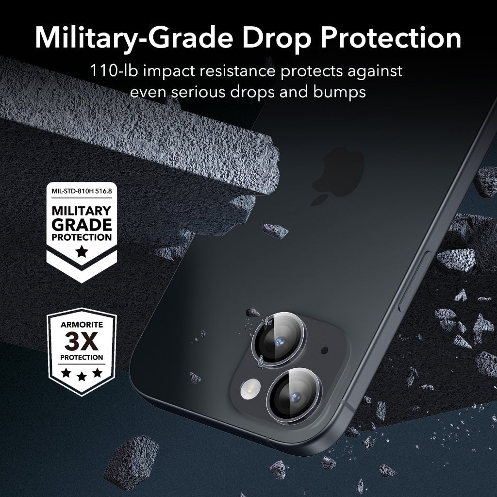 ESR iPhone 15/15 Plus/16/16 Plus Armorite Ultra-Tough Camera Lens Protector (Set of 2)