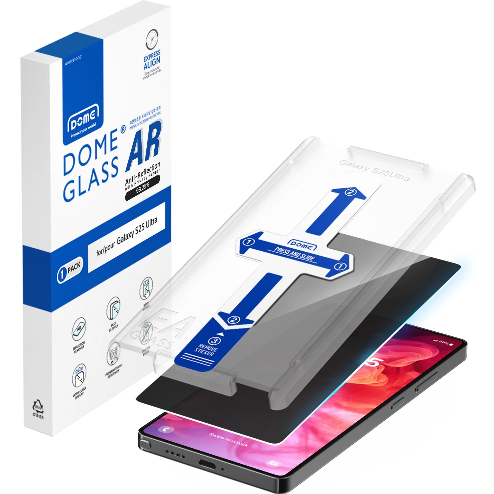 Whitestone DOME GLASS AR Privacy Tempered Glass Protector for S25 Series