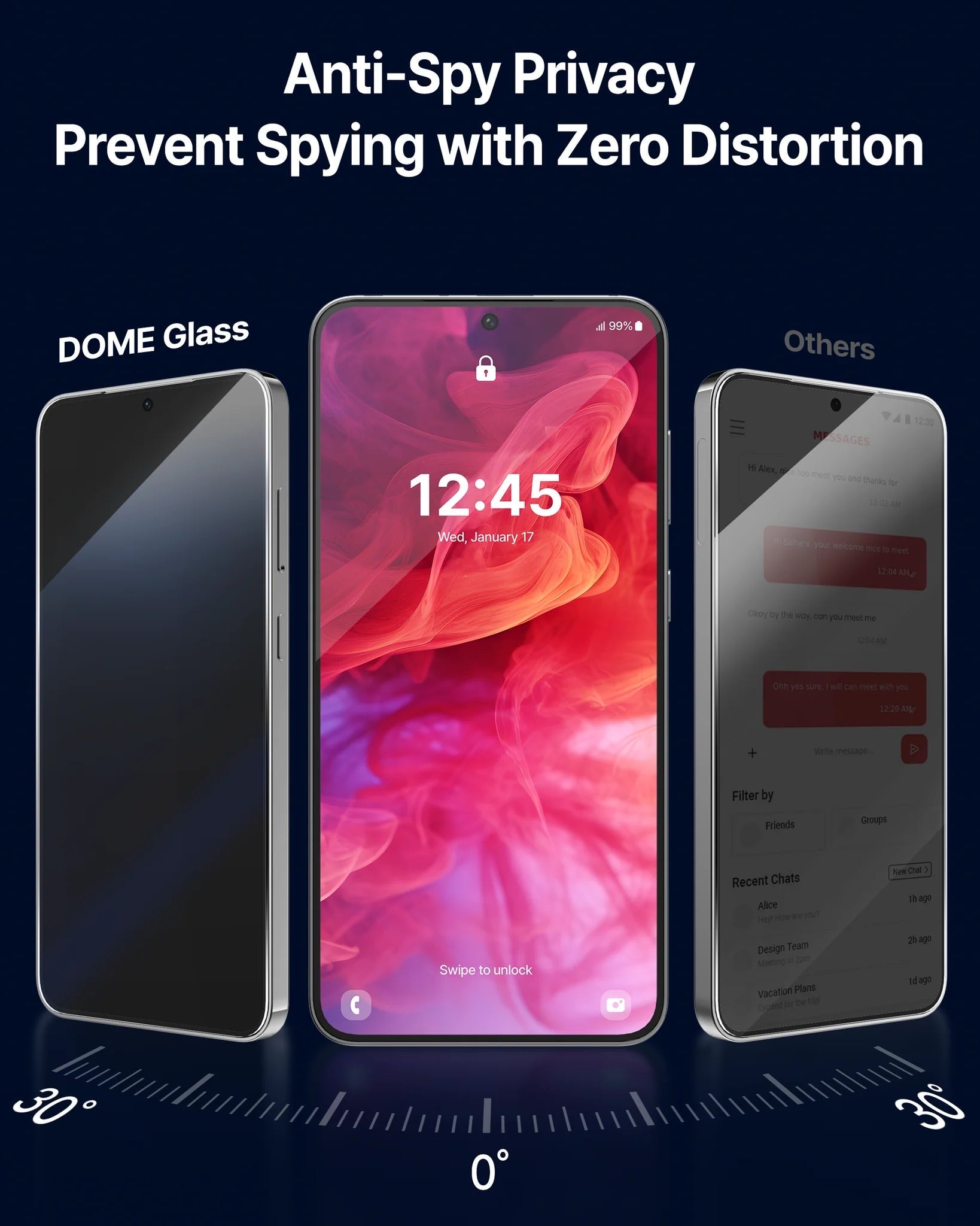 Whitestone DOME GLASS AR Privacy Tempered Glass Protector for S25 Series