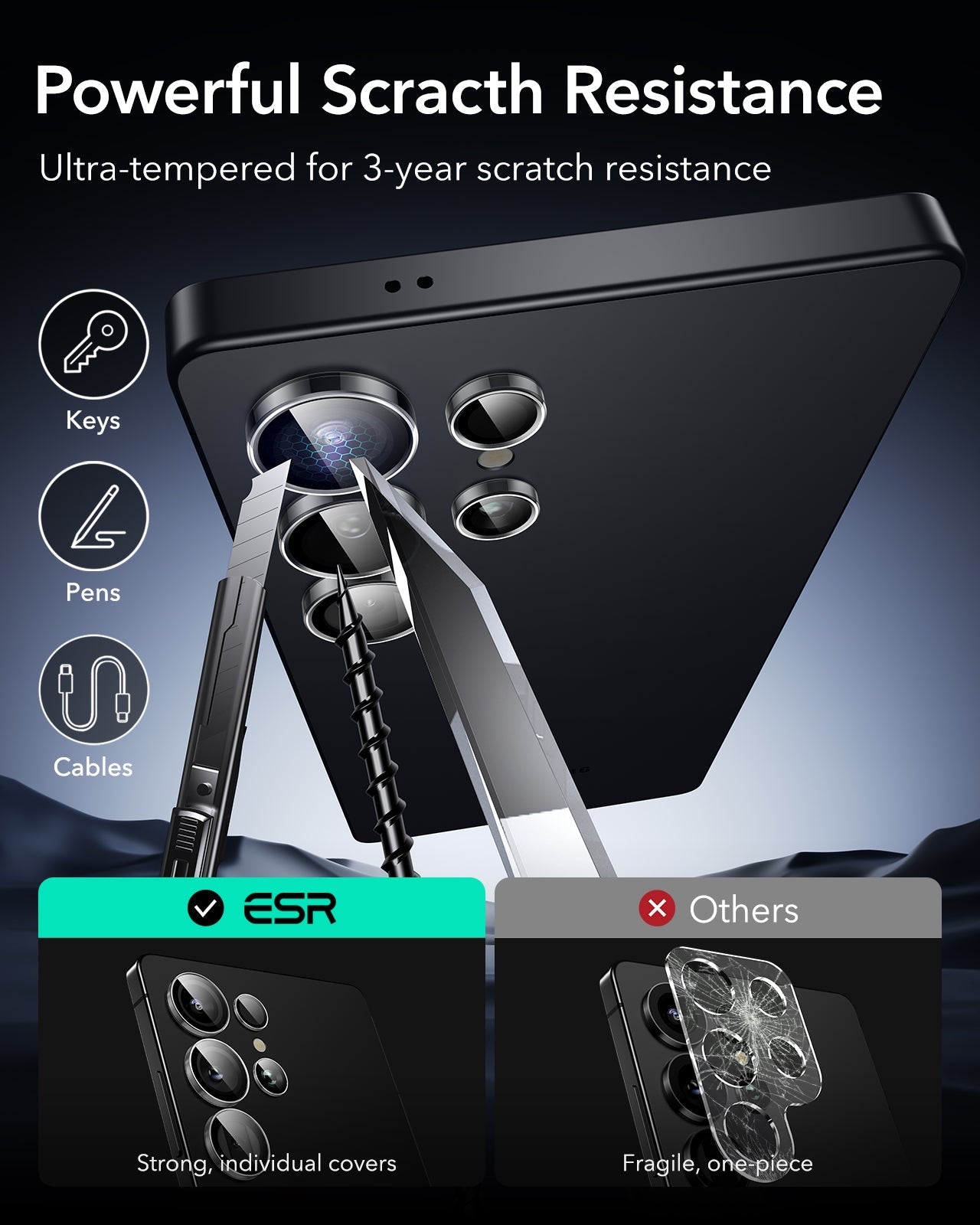 ESR Samsung Galaxy S25 Ultra Armorite Ultra-Tough Camera Lens Protector