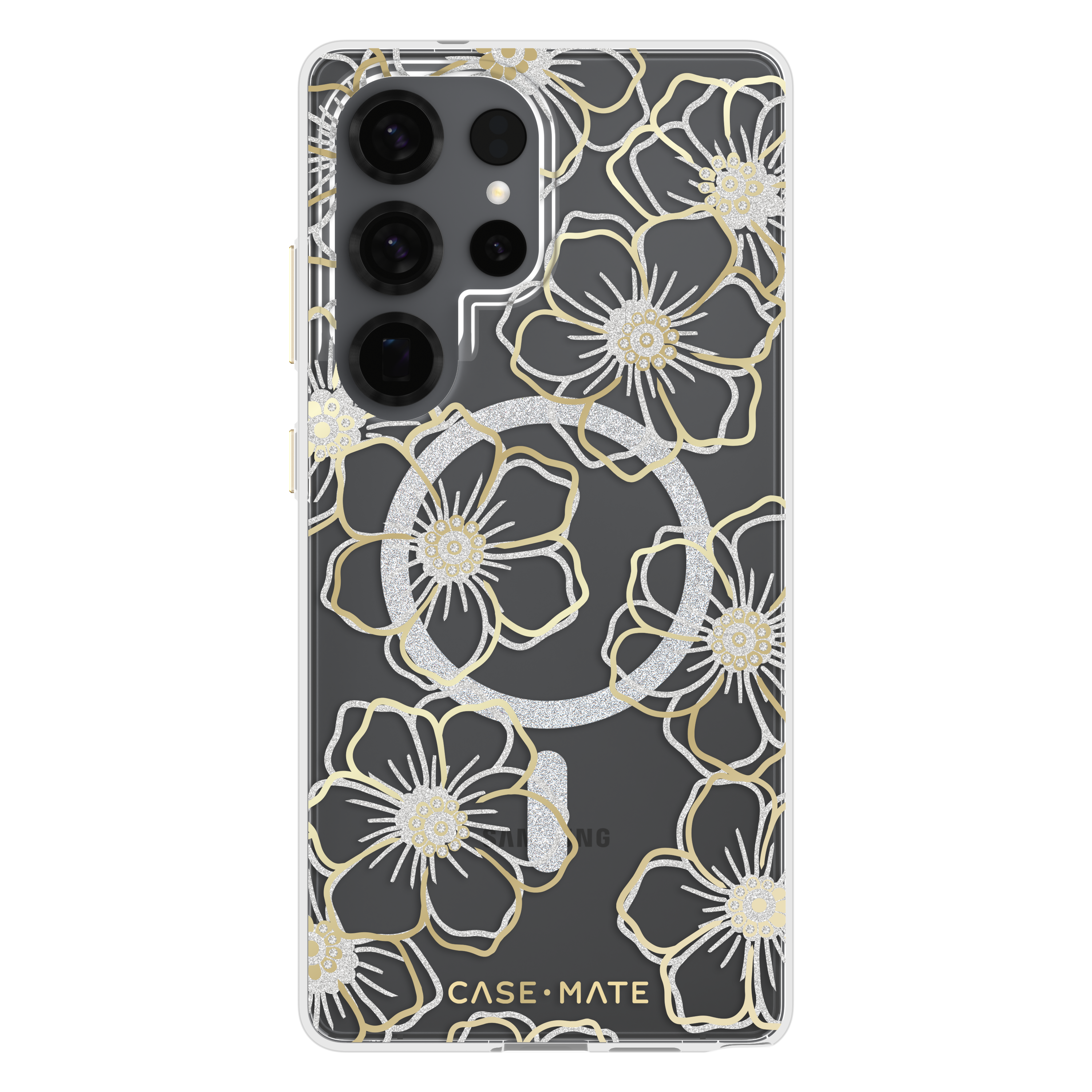 Case-Mate Samsung Galaxy S25 Plus / S25 Ultra Floral Gems Magnetic Case - Gold
