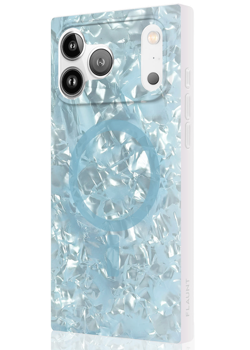 Flaunt iPhone 17 Pro Max SQUARE MagSafe Case - Icy Blue Faux Pearl